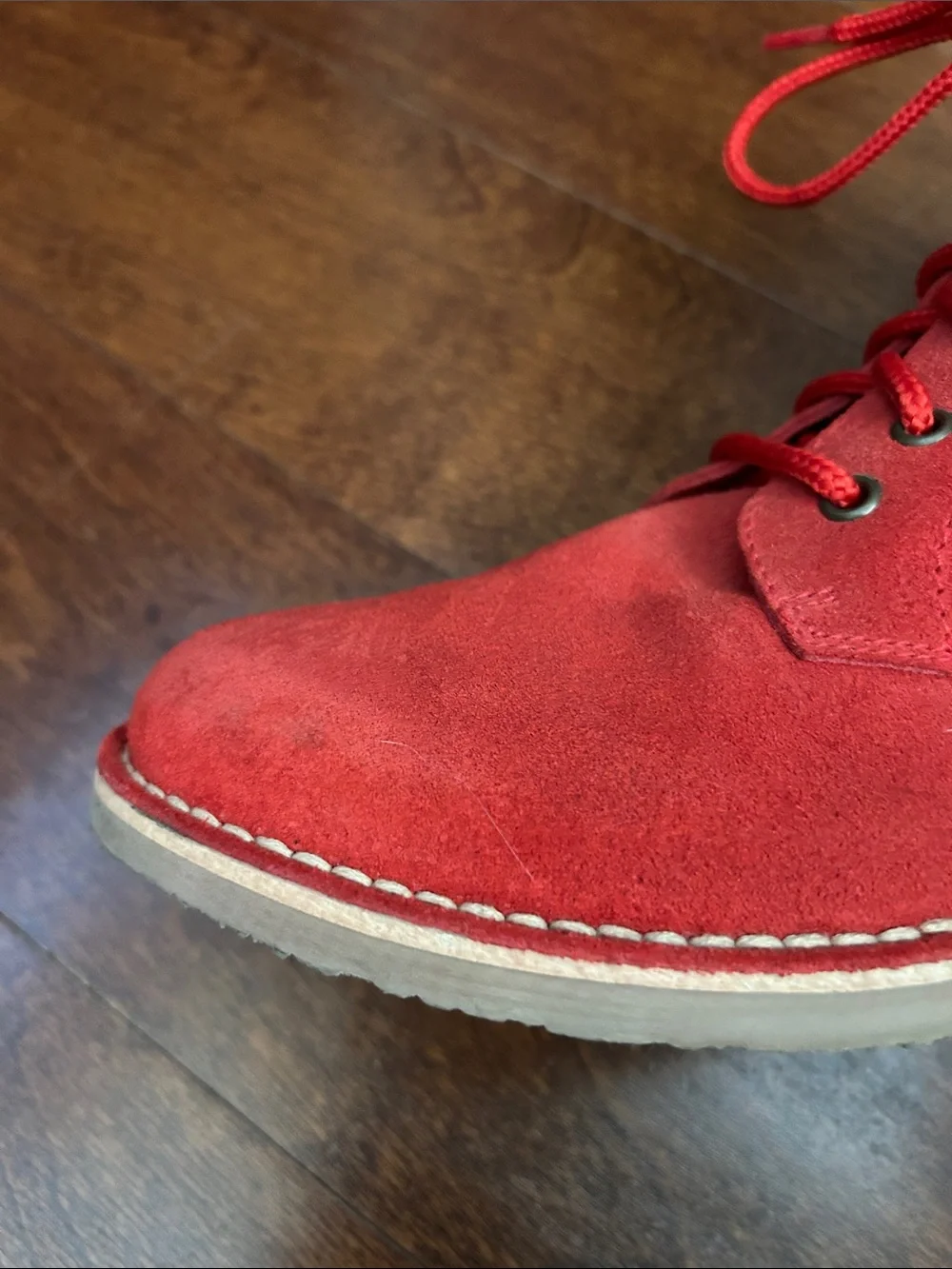 Men's European Red Suede Chukka Boots with Side Zip, Size 8 (EU41)